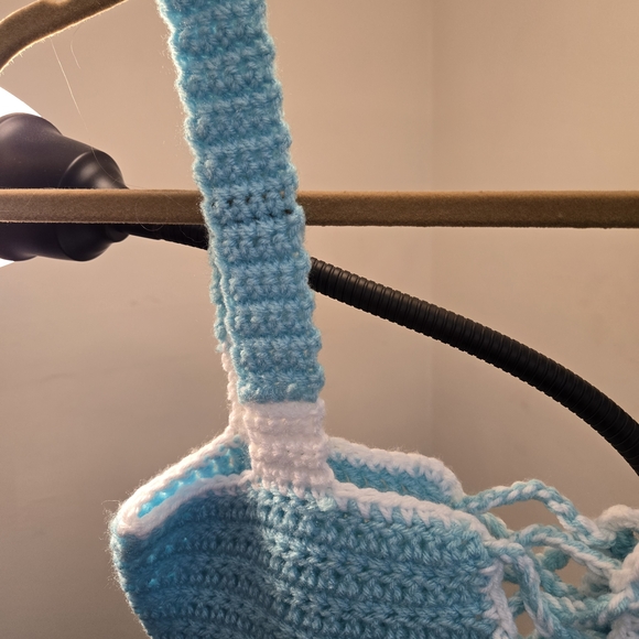 Sky Blue and White Crochet Crop Top - Picture 9 of 11